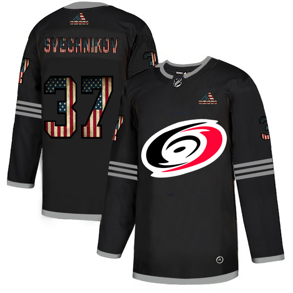 Carolina Hurricanes #37 Andrei Svechnikov Adidas Men Black USA Flag Limited NHL Jersey